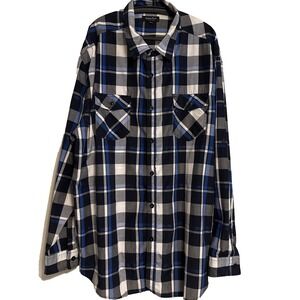 Eighty Eight Platinum Mens Button Down Shirt Size 5X Blue Plaid Classic Workwear